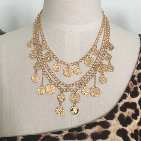 Coined Tiered Gold Necklace - Picture 2 of 8